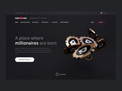 PokerStars Hero Image concept blender3d design figma hero image minimal poker typography ui ux web web design website