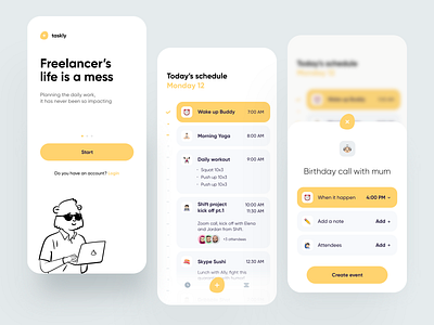 Freelancer Schedule App app card concept dashboard design dribbble freelancer illustration ios schedule schedule app task task list task manager ui ux