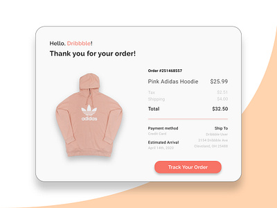 Email Receipt 017 adidas adobe xd challenge dailyui dailyuichallenge email design email receipt email template hoodie minimalist pink simple ui uibucket user inteface warm pink web web design