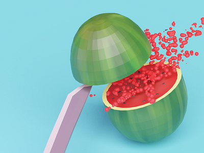 Fruit Ninja: 001 Watermelon 🍉 blender blender3dart fruit fruit illustration fruit ninja fruitninja fruits fruity juicy katana low poly lowpoly lowpolyart ninja raw vegan slice vegan watermelon