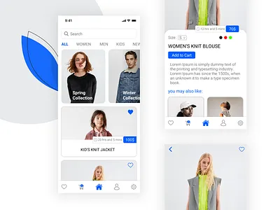 Fashion app blue design fashion fashion app ios ios app design ui ux