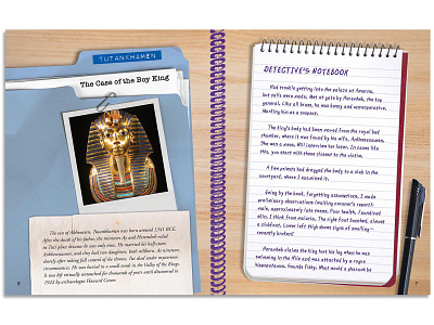 Mysteries that Changed History book book design design educational history interior spread middle school publishing textbook