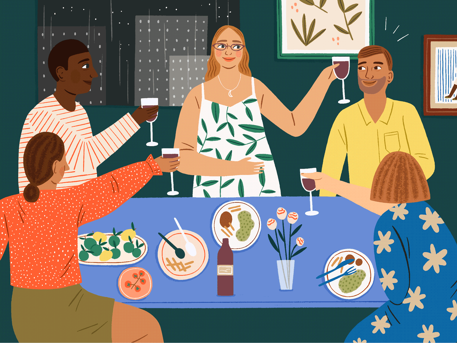 Friday amelia flower animation character digital drinks folioart food friends gif home illustration