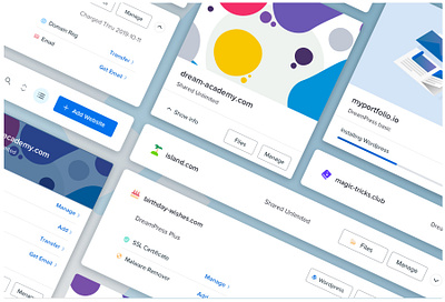 DreamHost: Manage Your Websites design grid view list view sketch ui components ux ui design web app