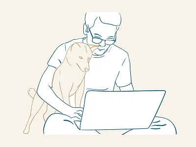 Working at Home clean coffee computer digital nomad freelance freelancer hand drawn home home office illustration laptop linear illustration lineart minimal minimalism minimalist quarantine work working at home working from home