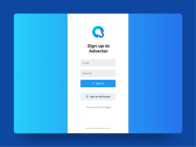 Advertor sign up page | DailyUI #001 app dailyui design icon logo minimal ui ux web website