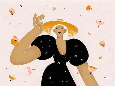 Black Dress character color flat glyph icon illustration line shape simple vector