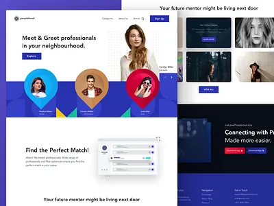 Peoplehood Landing Page - Day 1 blue career colorful colorful design desktop ui landing page landing page concept landing page design landing page ui landing pages networking people professionals ui design violet website design