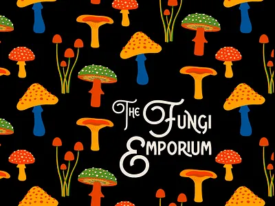 Fungi Pattern brand identity color design digital illustration fungi graphicdesign icon marketing mushroom pattern design patterns typography vector
