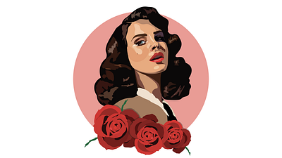 Lana Del Rey Illustration celebrity del design female flat illustration lana lana del rey music musician pretty rey rose roses singer vector woman