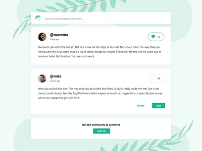 Comment Section Exploration brand comment section comments green greens illustration ui