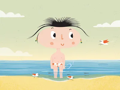 character design - summer time beach cute illustration illustrator summer vector vector illustration