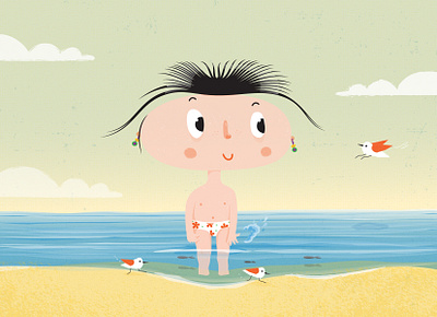 character design - summer time beach cute illustration illustrator summer vector vector illustration