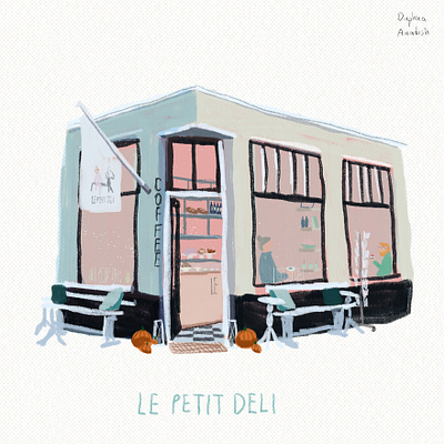 Le Petit Deli, Amsterdam amsterdam cafe coffee coffee shop coffeeshop delicate digital illustration digital painting drawing dutch illustration illustration art illustrator inspiration netherlands photoshop photoshop art postcard sweet urban