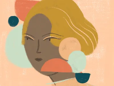 Worried color digital geometric illustration portrait shapes woman