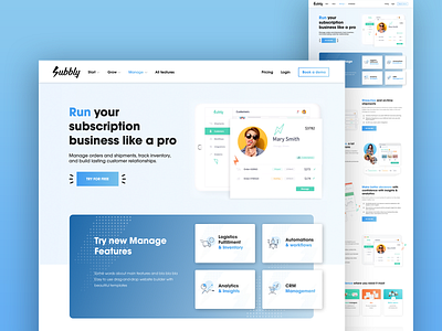 Subbly Manage page branding identity illustration subscription ui ux web