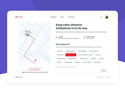 Ambulance call web application ambulance application emergency firstaid medical care medicine search uber webapplication webdesign