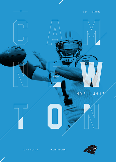 CAM Newton Carolina Panters QB 3d art direction branding broadcast espn graphicdesign logo motion graphics nfl photoshop