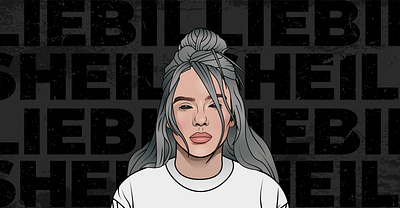 Billie Eilish Illustration billie billie eilish branding celebrity dark design eilish female grunge illustration music musician pretty singer vector woman