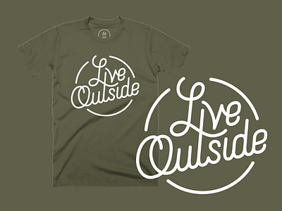 Live Outside 2 green lettering art tshirt