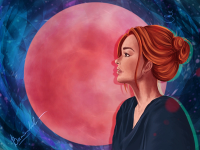 Banana Girl art artwork banana girl character character design digital digital art girl illustration illustrator moon photoshop profile profile girl red hair red head redhead girl