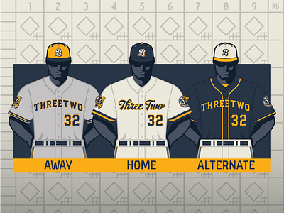 Baseball Uniform Design Template (3·2 Designs) art deco baseball baseball hat box score branding classic client esports gold jersey navy painting personal sports three timeless two uniform uniform design vintage