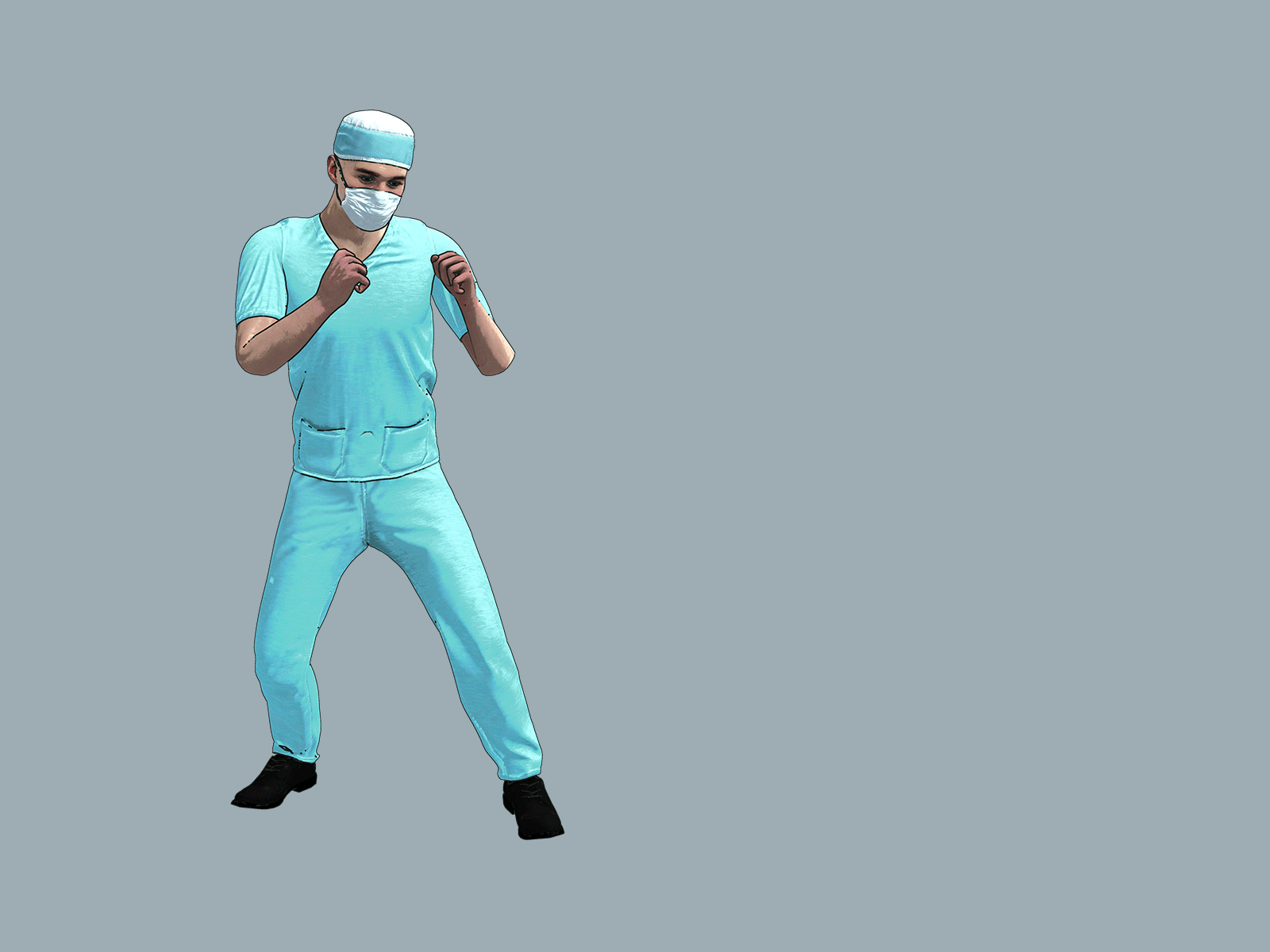 Hero Fighting Coronavirus animation mixamo photoshop