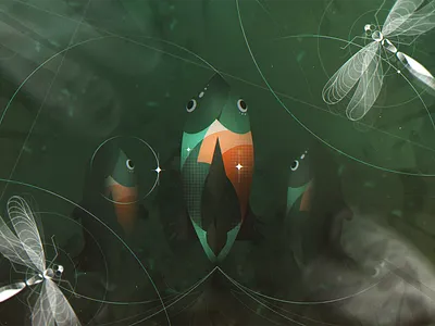 Underwater animal character design fish forest gradients illustration nature photoshop plants