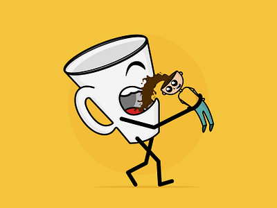 Humaccino cafe coffee coffee bag coffee cup coffeeshop fun humaccino illustration yellow