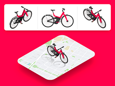 Isometric bike 🚲 app bicycle bike design designer dribbble illustration interface isometric isometric design isometric illustration location location pin map red shot ui uiux ux vector