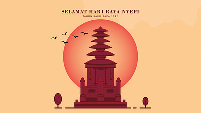 Hari Raya Nyepi design flat illustration vector