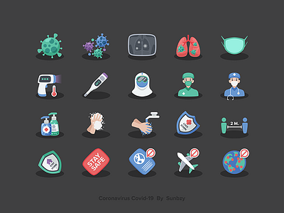 Coronavirus - Covid19 Icons covid covid 19 covid19 global globalwarming hand icon icon design icon set icons lockdown lungs social distancing stay stay safe virus x ray