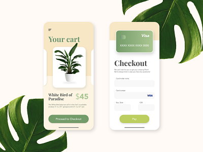 Daily UI 002 - Credit card checkout abobe xd adobe photoshop concept credit card checkout dailyui dailyui 002 dailyuichallenge design graphic design mobile design mobile ui plant plants practice ui ui design uidesign visual design