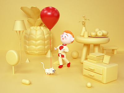 air balloon animation branding c4d design flat icon illustration typography ui vector