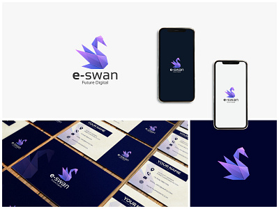 Swan animal awesome colorful creative design digital e commerce gradient illustration internet logo modern origami shop simple swan vector