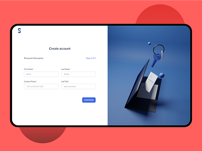 Create Account 3d 3dart account blender create account folder interface keys onboarding passport personal information platform design portfolio render signup ui ui design ux