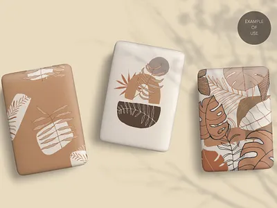 Soulful Abstract Collection branding branding design design exotic hand drawn illustration jungle logo muted colors packaging design packaging mockup seamless pattern terracotta tropical leaves