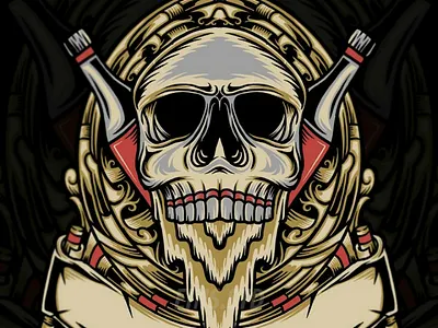Beer skull illustration beer logo design brew drinks logo illustration label design mascot logo skull design tees design tshirt design