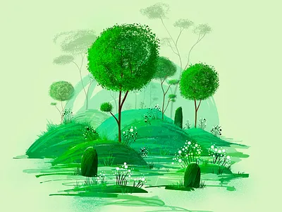 Nature spirit 2d 2d illustration background brush flat flower forest game graphic green illustration landscape nature outside procreate tree trees tropical vector