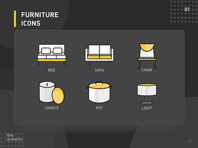 Set of living furniture icons design 图标 家具 建筑 日用品 生活 阳关