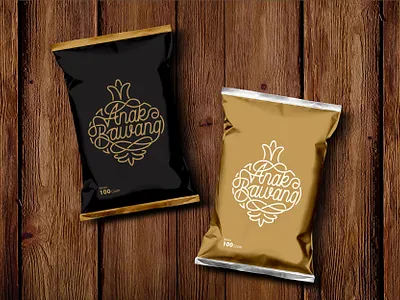 Premium Snack Logo "Anak Bawang" beverages classic logo food logo lettering monoline pack packaging pattern pouch design snack snack logo snackbar snacks vintage
