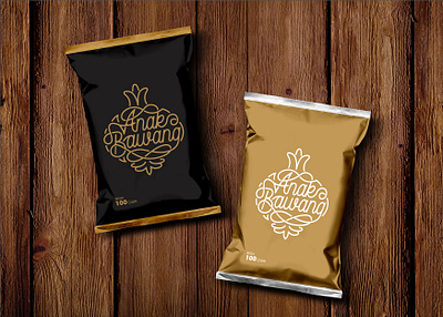 Premium Snack Logo "Anak Bawang" beverages classic logo food logo lettering monoline pack packaging pattern pouch design snack snack logo snackbar snacks vintage