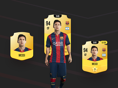 Soccer Game Cards nr.2 android app app argentina barcelona cards fantasy football fantasy sports football footballer ios app design messi nike player qatar soccer soccer app soccer badge star substitution ui