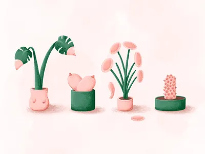 Boob plants boobs botanical flower flower pots green illustration ipadpro nipples nursing nursing pads pads pencil pink plants pots procreate saggy sensitive tits vases