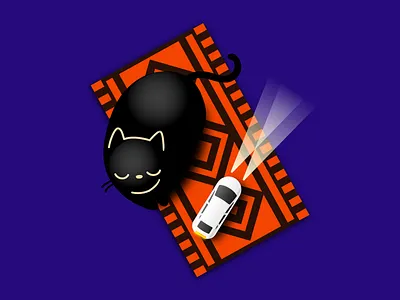 Work From Home auto automative cat connected car illustration smart car vector workfromhome