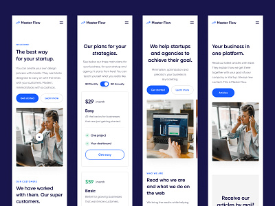 Master Flow - Mobile screens agency app clean design landing page minimal minimalism mobile mobile design mobile ui responsive responsive design startup template ui ui kit ui kits ux web website