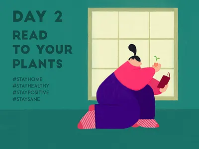 DAY 2 - Read to your plants adobe photoshop book character character design covid 19 design illustration illustrator plant illustration plants quarantine reading stay home stay safe violet window