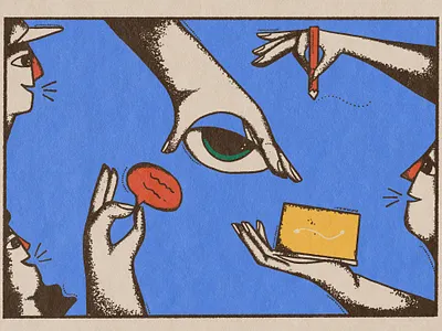 Design Community blue communicate communication communications community conversation design designers digital digital illustration illo illustration illustrator ipad people people illustration photoshop stipple stippling yellow