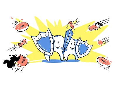 Teeth vs Sweets dental editorial illustration sweets teeth