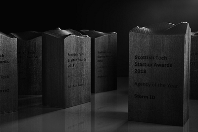 Trophies / Scottish Tech Startup Awards 2018 3d award awards black cad dark design studio fusion 360 hills mountains object product design sci fi scotland startups tech topography trophies trophy wood